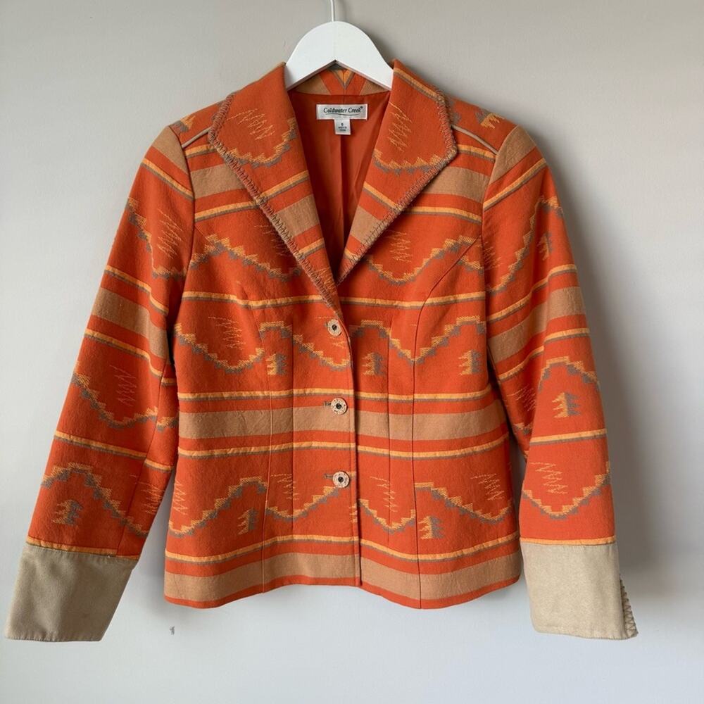 Coldwater Creek | Orange Southwest Western Print Blazer Jacket Size 6